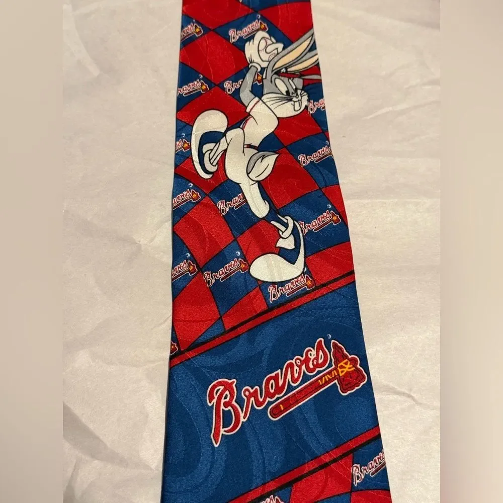 NWT Vintage 1993 Silk Braves Bugs Bunny Cartoon Character MLB Tie